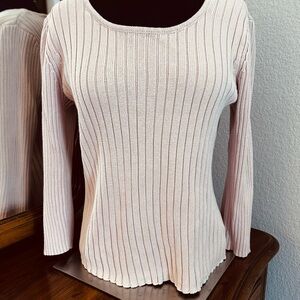 J. Jill Light Blush Ribbed Scoop Neck Top. Size M. NWTGS